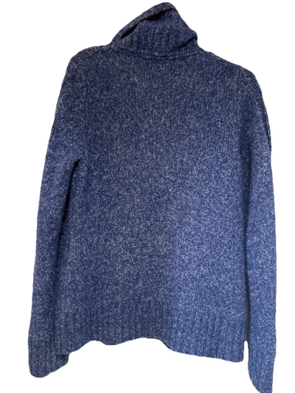 LL Bean Marled Wool Blend Button Shawl Collar Cable Knit Sweater Womens Size M‎